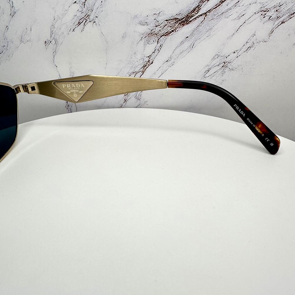 New PRADA Sunglasses Gold Metal 3D Logo Aviator Cat Eye Womens PRD50S ZVN70B - Picture 13 of 16